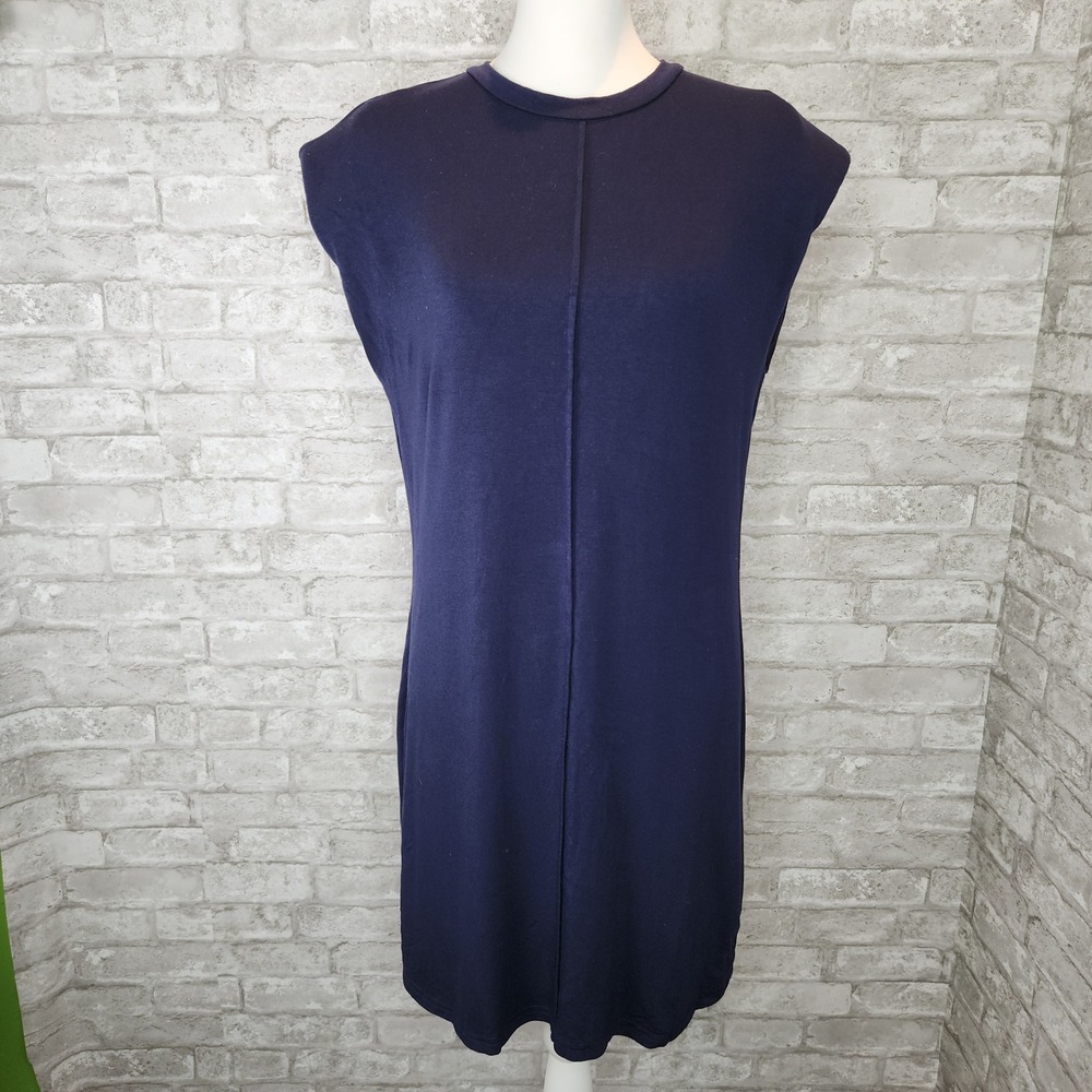Walter Baker Shift Dress Navy Blue Cap Sleeve‎ Center Seam Midi Medium